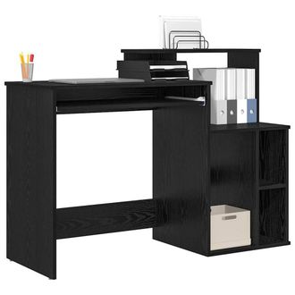 Berkfield Home Modern Desk with Storage Black Oak 120.5x44x88.5 cm Engineered Wood