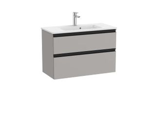 Roca Conjunto Mueble The Gap 800x380 2 Cajones + Lavabo Blanco Gris Mate