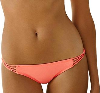 PQ Swim Womens Braided Side Strap Full Bikini Bottom In Pink