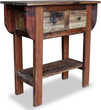 vidaXL Mesa consola de madera reciclada mixta 80x35x80 cm vidaXL
