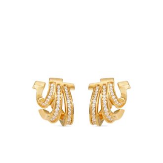Ferragamo Gold Gancini Glass-Crystal Earrings