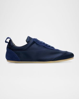 Jil Sander Etage Satin and Suede Low-Top Sneakers