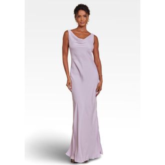 Maids to Measure Pandy Satin Cowl Bridesmaid Dress in Lilac at Nordstrom, Size 14