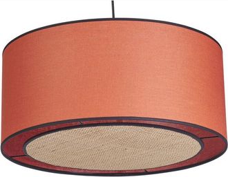 Miliboo Lámpara de techo de lino color ladrillo y rafia 50 cm de diám. traves