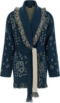 Alanui Truien & Vesten, Dames, Blauw, S, Kasjmier, Bandana Jacquard Cardigan
