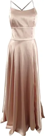 Betsy & Adam Womens Satin Strappy Back Gown In Pink