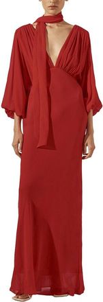 Shona Joy Amina Plunge Balloon Sleeve Maxi Dress