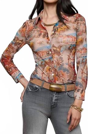 L'agence Indiana Mesh Blouse In Multi Collage