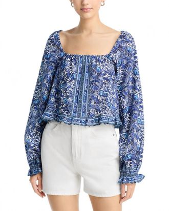 Ramy Brook Farah Long Sleeve Blouse In Navy Floral