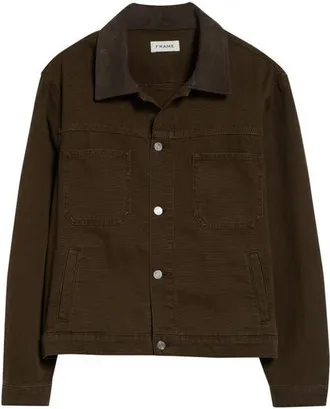 Frame Denim Canvas Utility Jacket in Vintage Mocha at Nordstrom, Size Xx-Large
