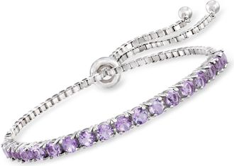 Ross-Simons Amethyst Bolo Bracelet in Sterling Silver