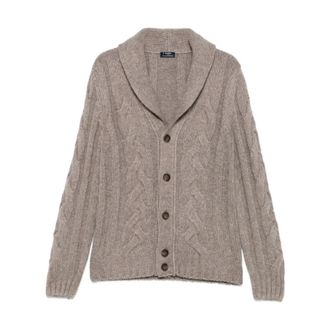 Barba Kabelgebreid vest - Heren - Truien - Beige - Maat: XL