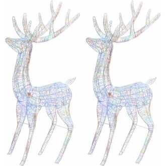 vidaXL Renos De Navidad Acr&iacute;lico 250 Led 2 Uds Multicolor 180 Cm Vidaxl