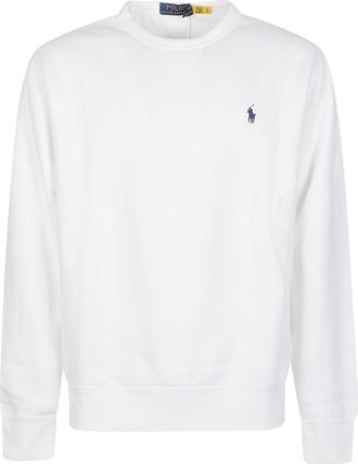 Polo Ralph Lauren White Minimalist Embroidered Cotton-Blend Sweatshirt