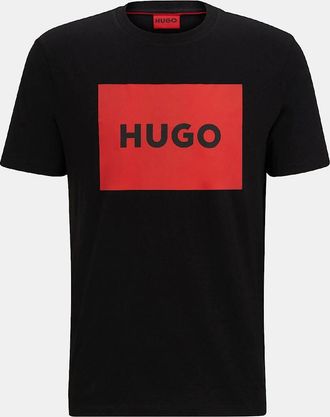 HUGO BOSS Mens Dulive Box Logo T-Shirt - Dulive T-Shirt - Mens Dulive Print Logo T-Shirt - Black - Size: 36