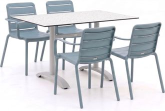 Forza Furniture Forza Narni/Lisio 120cm dining tuinset 5-delig stapelbaar