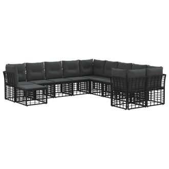 vidaXL Conjunto De Sof&aacute;s De Exterior 11 Pcs Negro Y Gris Oscuro Vidaxl