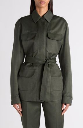 Tom Ford Twill Safari Jacket in Dark Pine at Nordstrom, Size 10 Us