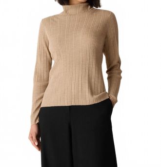 Eileen Fisher Superfine Merino Turtleneck Sweater In Biscuit