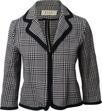 Marni Cropped Checked Jacket in Black Cotton