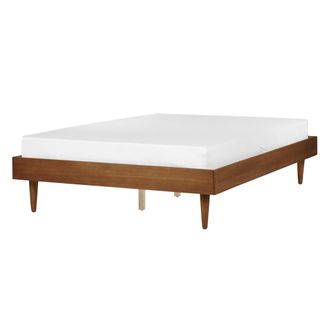 Beliani Cama Moderna 140 X 200 Cm Con Somier De L&aacute;minas Sin Cabecero Madera De Fresno Marr&oacute;n Toucy