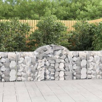 Berkfield Home Arched Gabion Baskets 15 pcs 200x30x80/100 cm Galvanised Iron in Silver