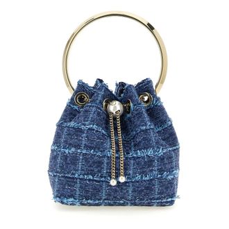 Jimmy Choo London Bon Bon Crosshatch Denim Bucket Bag - female - Jimmy Choo - Bucket Bags - Blue - ONE SIZE - Bags
