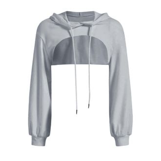 Generic Ladies Tops Crop Tops for Women Short Pullover Hoody Long Sleeve Sweatshirts Solid Color Casual Hoodie Top Womens Bolero Shrugs Fashion New Hooded Pon