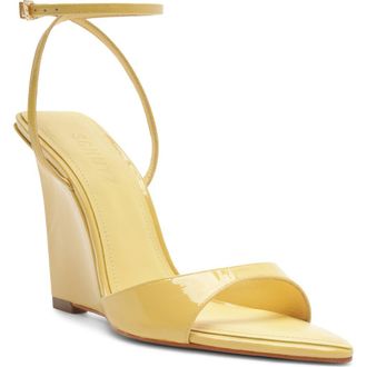 Schutz Elodie Ankle Strap Wedge Sandal in New Yellow at Nordstrom, Size 6.5