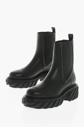 Off-white Stivali TRACTOR MOTOR Chelsea in Pelle con Suola Track 6cm Off-White