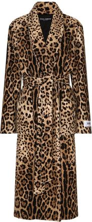 Dolce & Gabbana KIM DOLCE&GABBANA leopard-print terrycloth coat - women - Silk/Cotton/Elastane - 46 - Brown