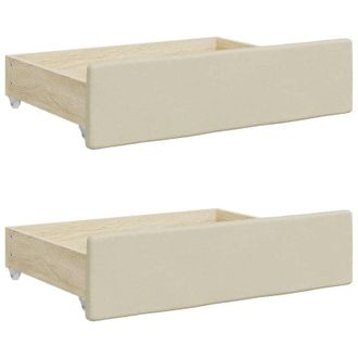 vidaXL Cajones De Cama 2 Uds Madera Ingenier&iacute;a Y Cuero Sint&eacute;tico Crema Vidaxl