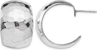 Diamond2Deal Sterling Silver Polished Hammered Post Earrings