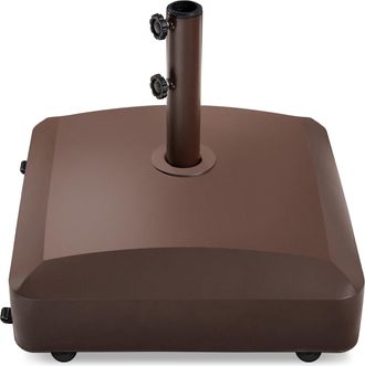 Best Choice Products Fillable Mobile Umbrella Base Heavy Duty Market Stand w/ 4 Wheels, 2 Locks, 123lb Capacity - Deep Umber