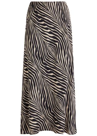 By Malene Birger BY Malene Birger Boshan Zebra-print Matte Satin Midi Skirt - Black - 38 (UK10 / S)