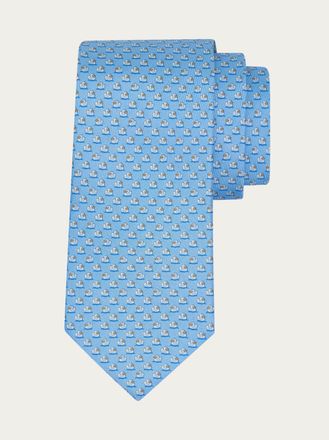 Ferragamo Uomo Cravatta in seta stampa Duckies Blu