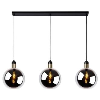 Lucide L&aacute;mpara de techo 3 luces en metal y cristal ahumado 105cm