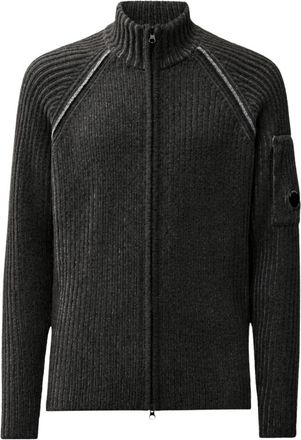 C.P. Company Gebreide Cardigan Van Fleece Knit - Heren - Vesten - Grijs - M - Wol - Truien & Vesten