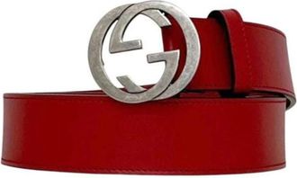 Gucci Pre-owned Vintage Leren Riem - Heren - Vintage Accessoires - Rood - ONE Size - Leer - Vintage