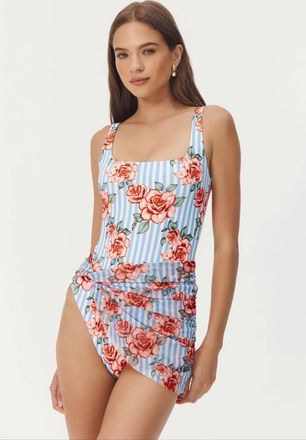 Hutch Cyndi One Piece Swimsuit In Coral Striped Spacious Rose