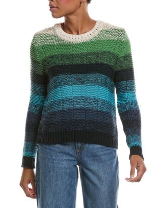 Autumn Cashmere Ombre Stripe Links Crewneck Sweater