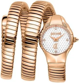 Just Cavalli Snake Amanta Wraparound Rose Gold Tone Bracelet Watch, 22.5mm x 32.5mm in Silver/Rose Gold at Nordstrom Rack