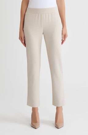Ming Wang Stretch Deco Crepe Straight-Leg Pants in Limestone at Nordstrom, Size X-Large P