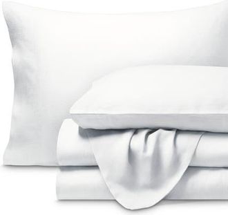 Bare Home 100% European Linen Sheet Set - Split King in White at Nordstrom