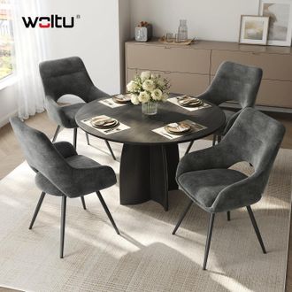 Woltu Woltu Juego De 4 Sillas De Comedor Giratorias 360&deg; De Terciopelo Chenilla, Dise&ntilde;o Moderno Con Patas De Metal Para Comedor/sala De Estar, Gris Oscuro