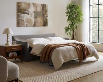 Castlery Agnes Queen Sleeper Sofa, Ash, Removable Covers, Machine Washable for Women