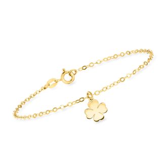 Ross-Simons Italian 14kt Yellow Gold 4-Leaf Clover Charm Bracelet