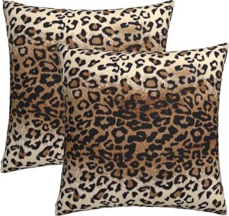 OEM Fundas De Almohada Marrones Con Estampado De Leopardo, 40x40 Cm, Juego De 2 Piezas, Algod&oacute;n Suave, Estampado De Leopardo, Fundas De Almohada Decorativ