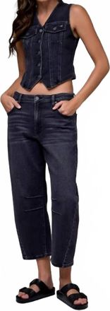 Hidden Jeans Sammie Cropped Barrel Jean In Medium Gray