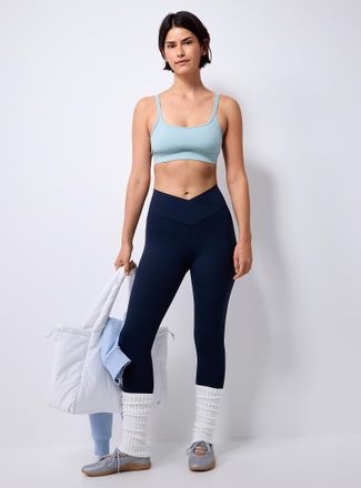 I.FIV5 Womens Crossover-waist velvety legging 27 length